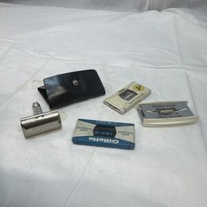 Vintage Gillette Ball End Tech SPIRAL Double Edge Safety Razor P2 1970 Lot